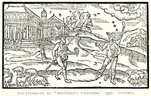 羊飼いのカレンダーのイラスト、1597年。 作： English School